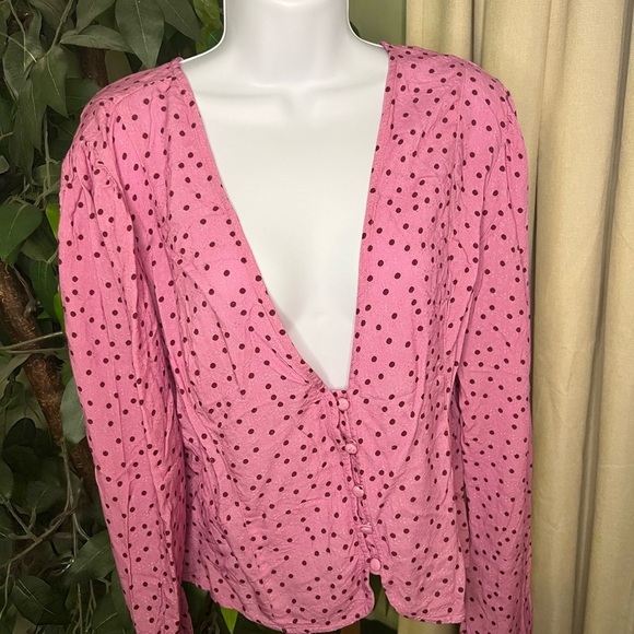 FREE PEOPLE Maye Printer Top Polka Dress Size XL Pink Combo - Picture 3 of 9